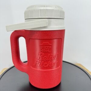 Vintage 80s Pizza Hut Red &‎ White Igloo Half Gallon Relief Pitcher Cooler